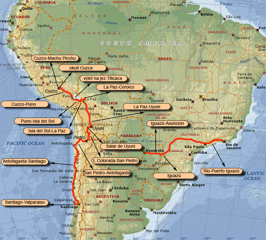 klikací mapa Jižní Ameriky